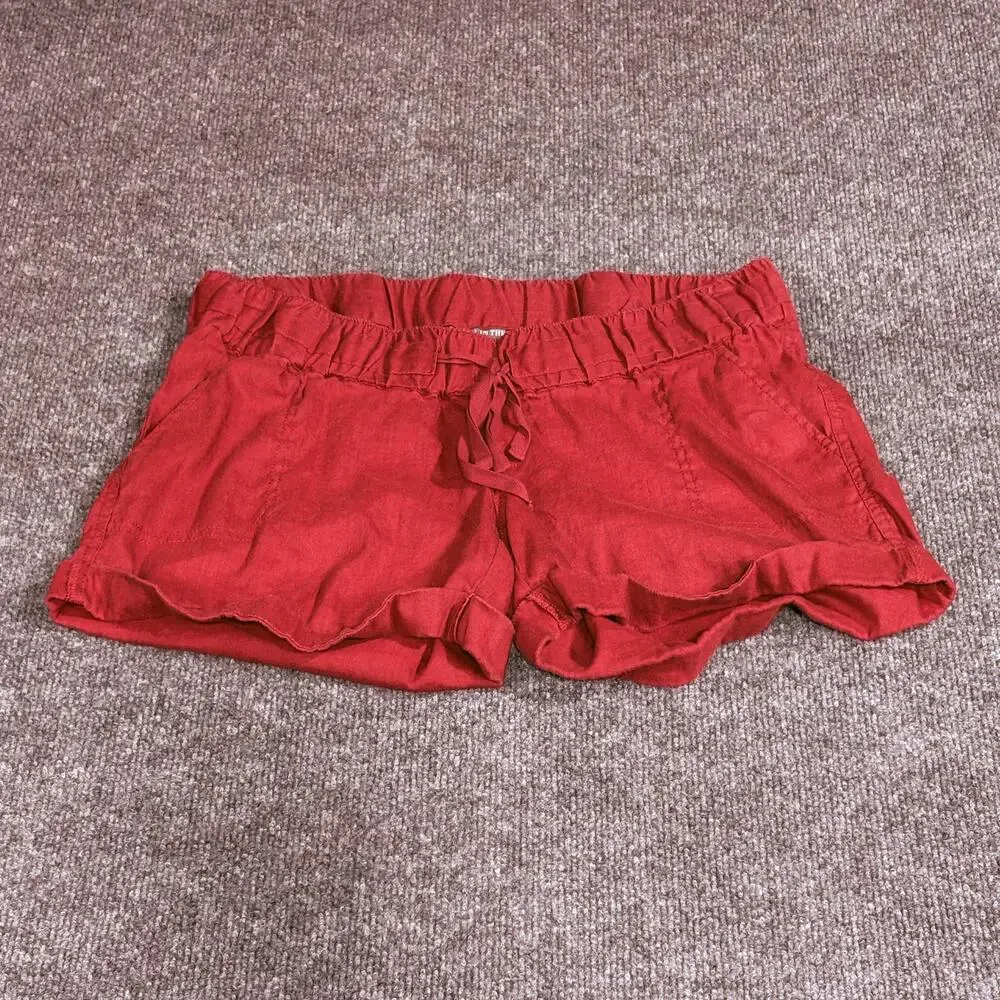 A Pea In The Pod Shorts Womens Medium Maternity Linen Blend Drawstring Casual